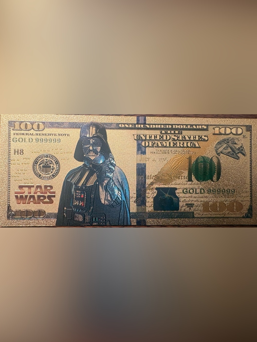 Star Wars Darth Vader Gold foil  $100 Bill